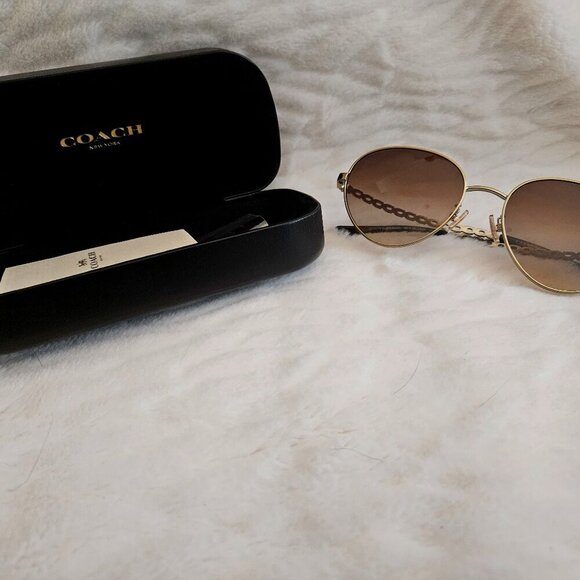 COACH Sunglasses – Light Gold Frame / Brown Gradient Lenses - Picture 2 of 2